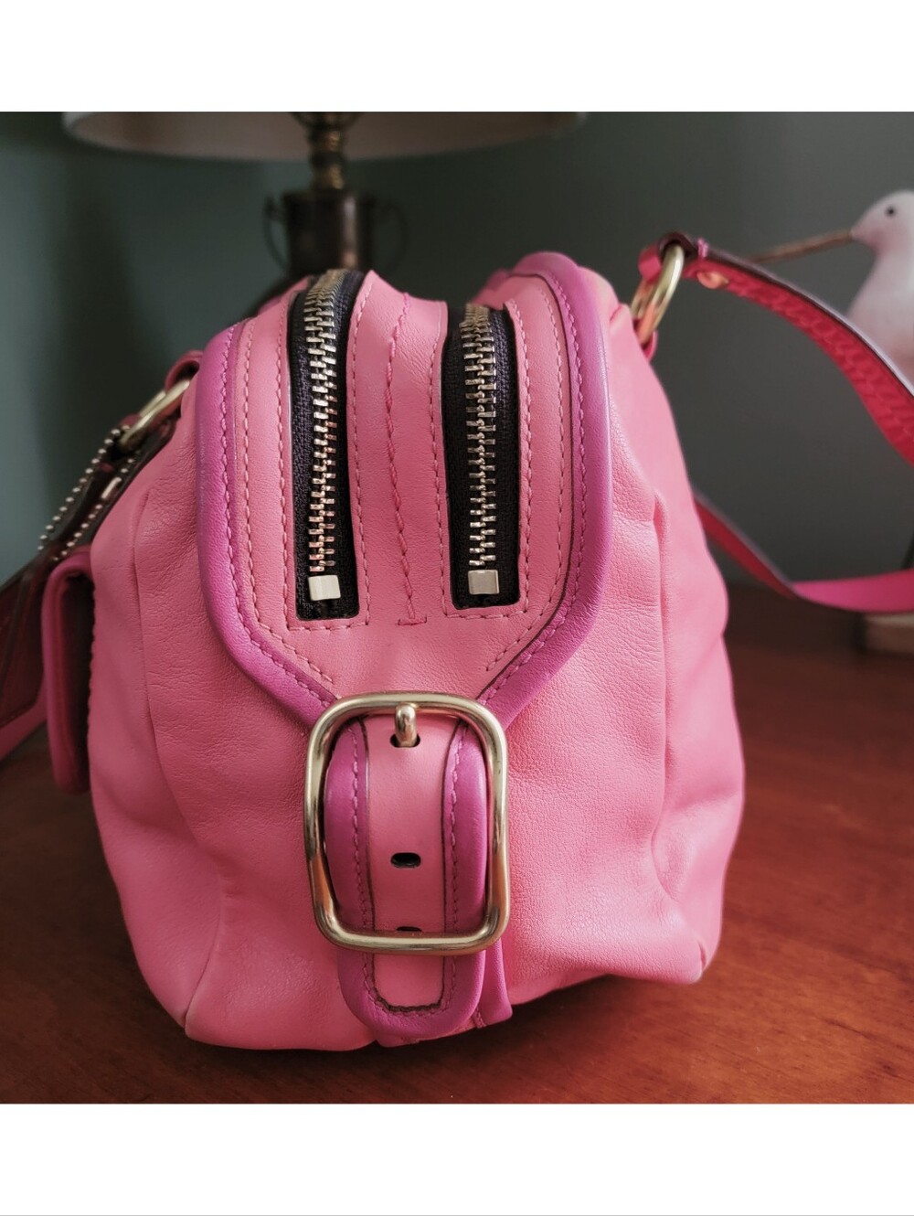 Coach 13382 Bonnie Satchel Pink Colorblock Leather Shoulder Bag Y2K - Picture 4 of 16